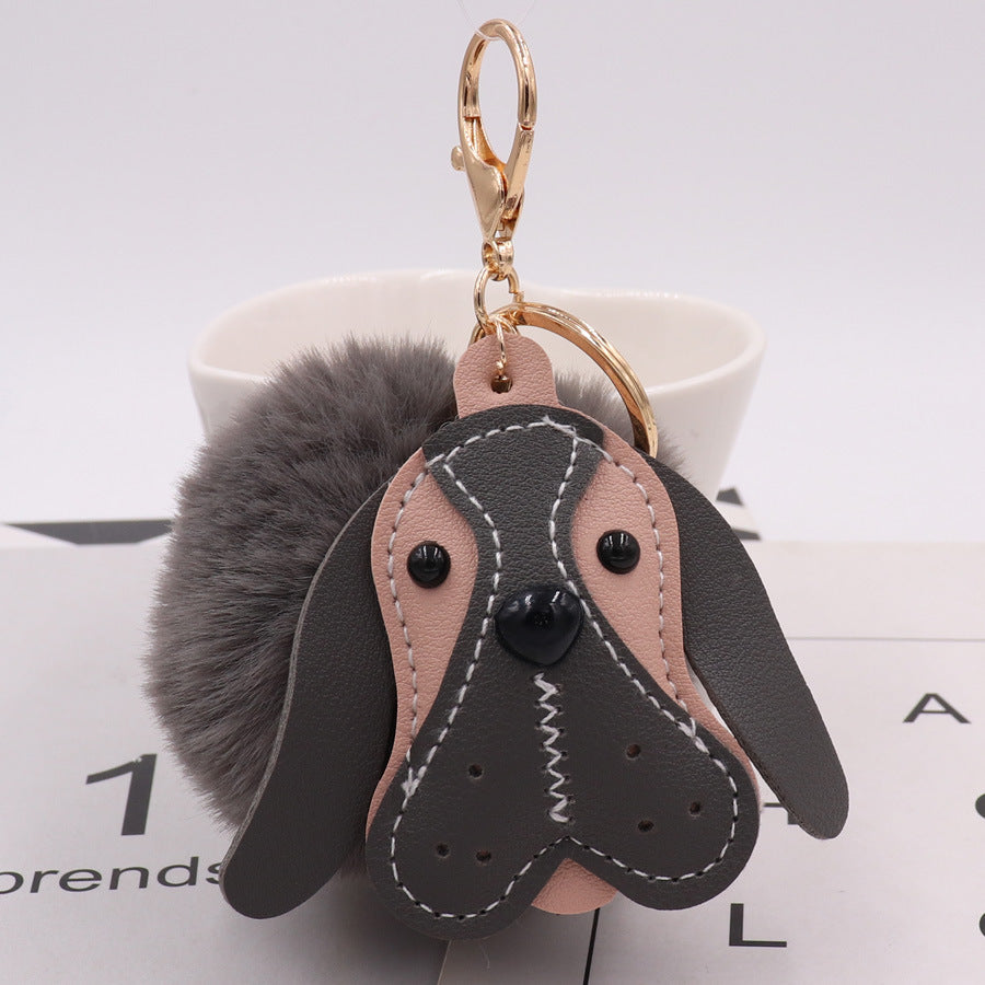 Wholesale PU Leather Puppy Plush Keychains
